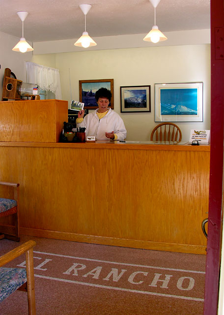 El Rancho Motel original linoleum flooring in office